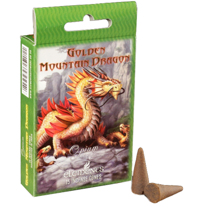 Golden Mountain Dragon Incense Cones by Anne Stokes - 15 cones