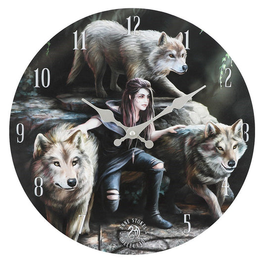 Power of Three Wolf Wall Clock by Anne Stokes