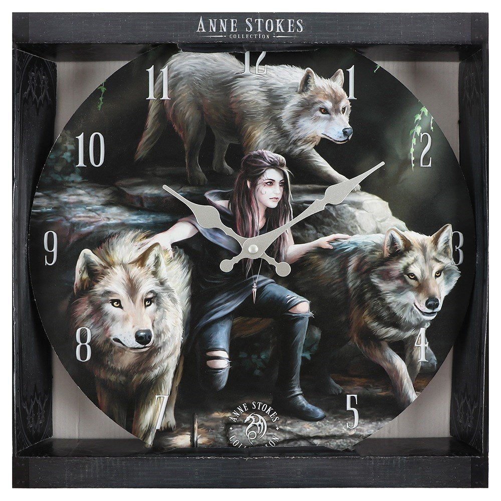 Power of Three Wolf Wall Clock by Anne Stokes