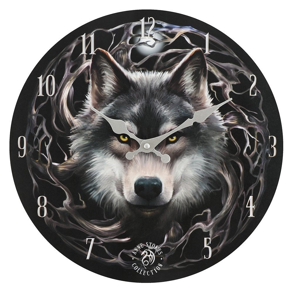 Night Forest Wolf Wall Clock by Anne Stokes