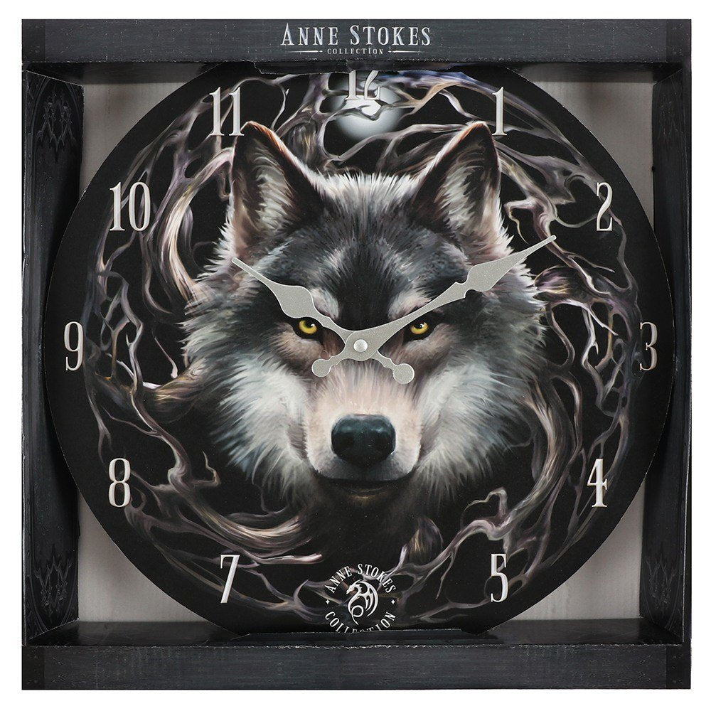 Night Forest Wolf Wall Clock by Anne Stokes