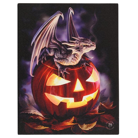 Trick or Treat Canvas Plaque by Anne Stokes 25cm by 19cm