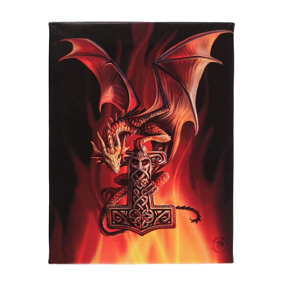 Mjolnir Dragon Canvas Plaque by Anne Stokes