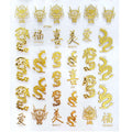 Finger Nail Art Tribal Chinese Dragon Stickers Gold DP392