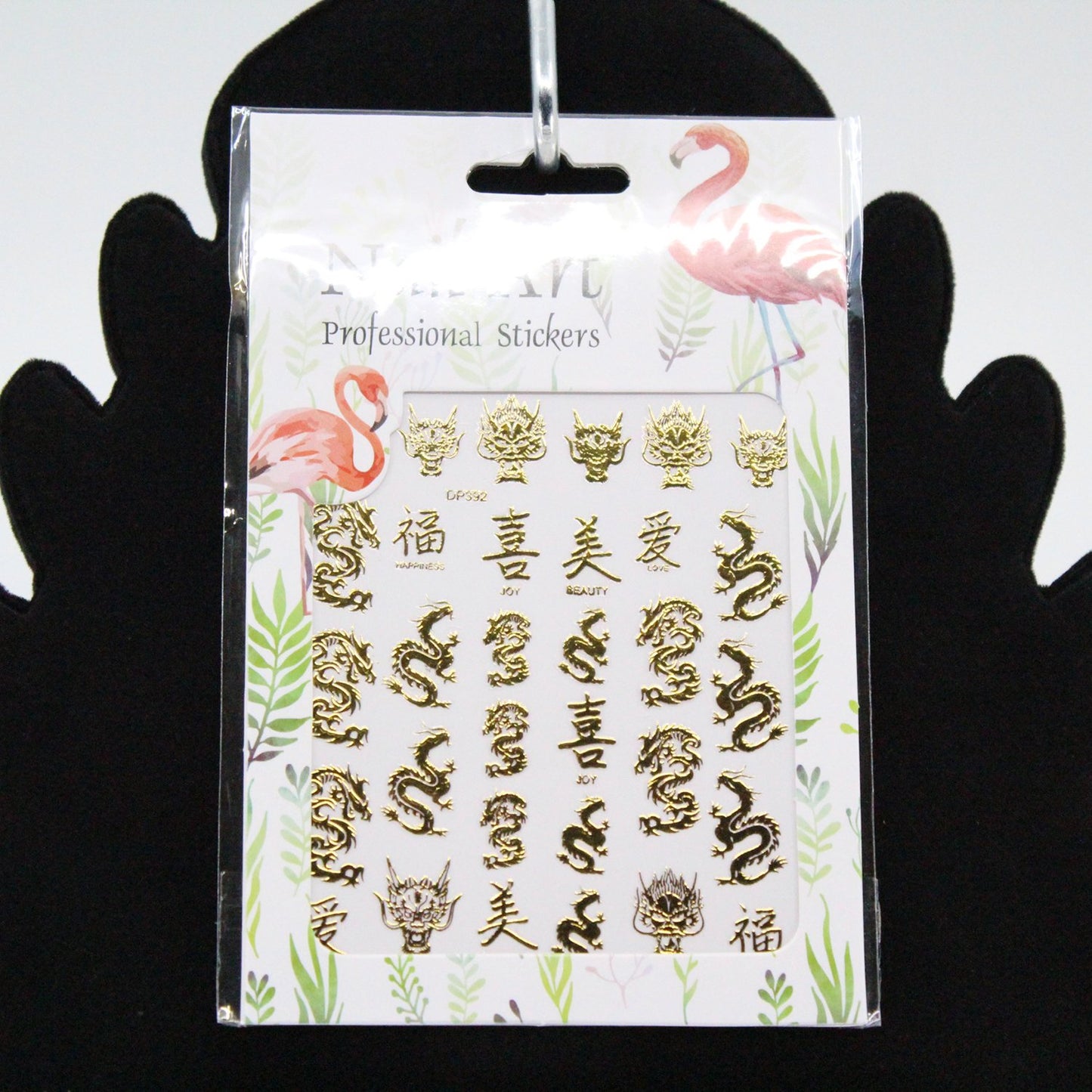 Finger Nail Art Tribal Chinese Dragon Stickers Gold DP392