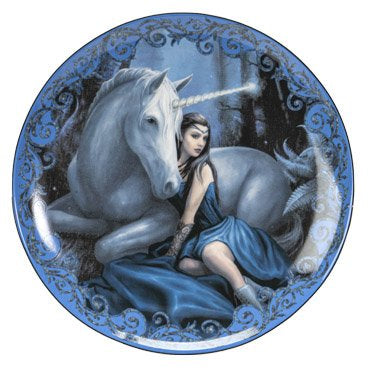Unicorn and Maidens Dessert Plates Set of 4 By Anne Stokes