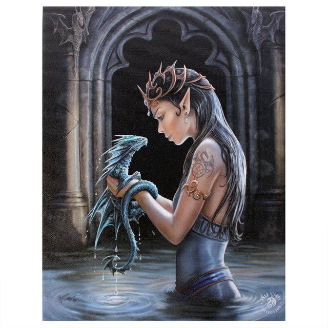 Water Dragon Canvas Plaque by Anne Stokes
