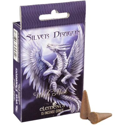Silver Dragon Incense Cones by Anne Stokes - 15 cones