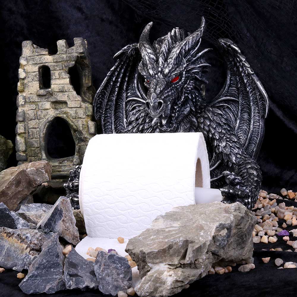 Obsidian Gothic Dragon Toilet Roll Holder