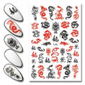 Finger Nail Art Tribal Chinese Dragon Stickers Red/Black