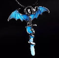 Blue glow in the dark dragon sword pendant