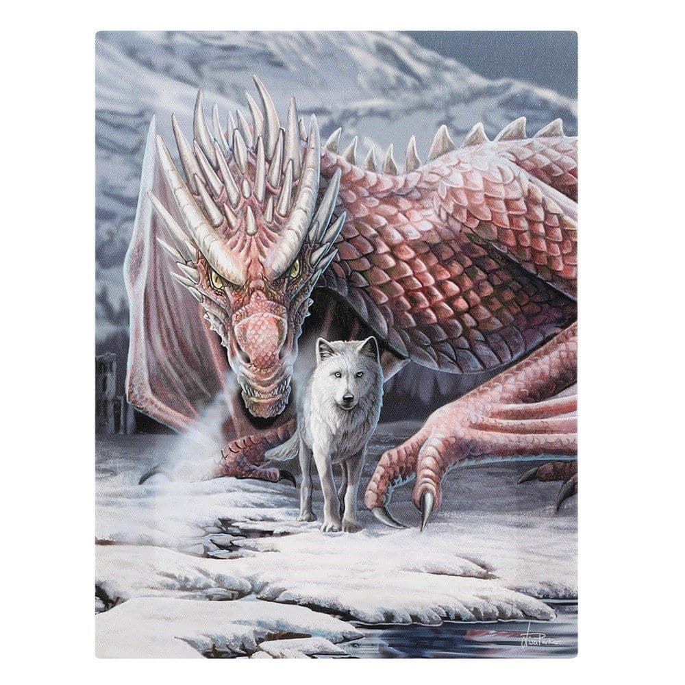 Dragon and Wolf Canvas Plaque by Lisa Parker