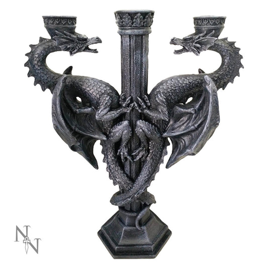 Dragon's Altar Candelabra Black Gothic Triple Candle Holder