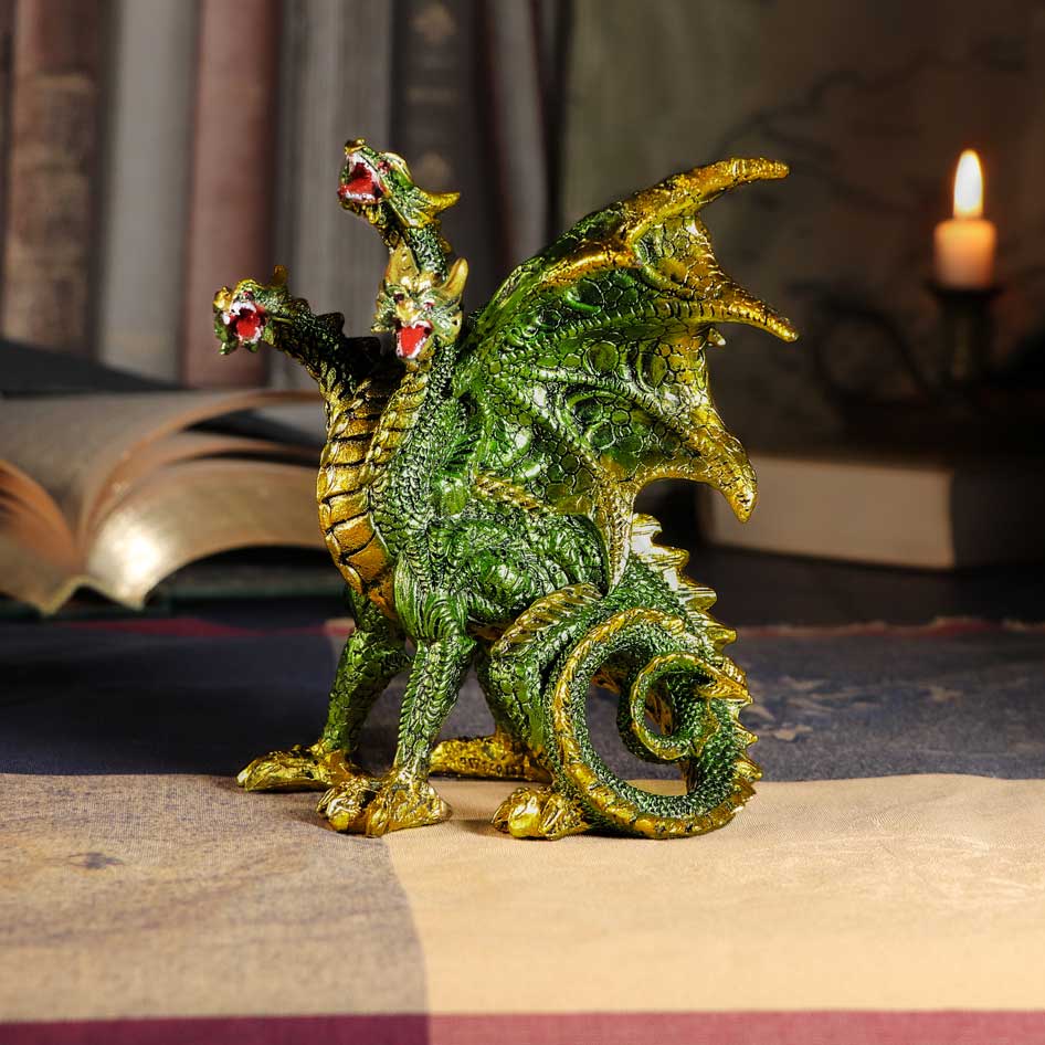 Triple Threat Green Dragon Hydra Figurine