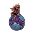Geode Guard Red Dragon Sphere Crystal Figurine